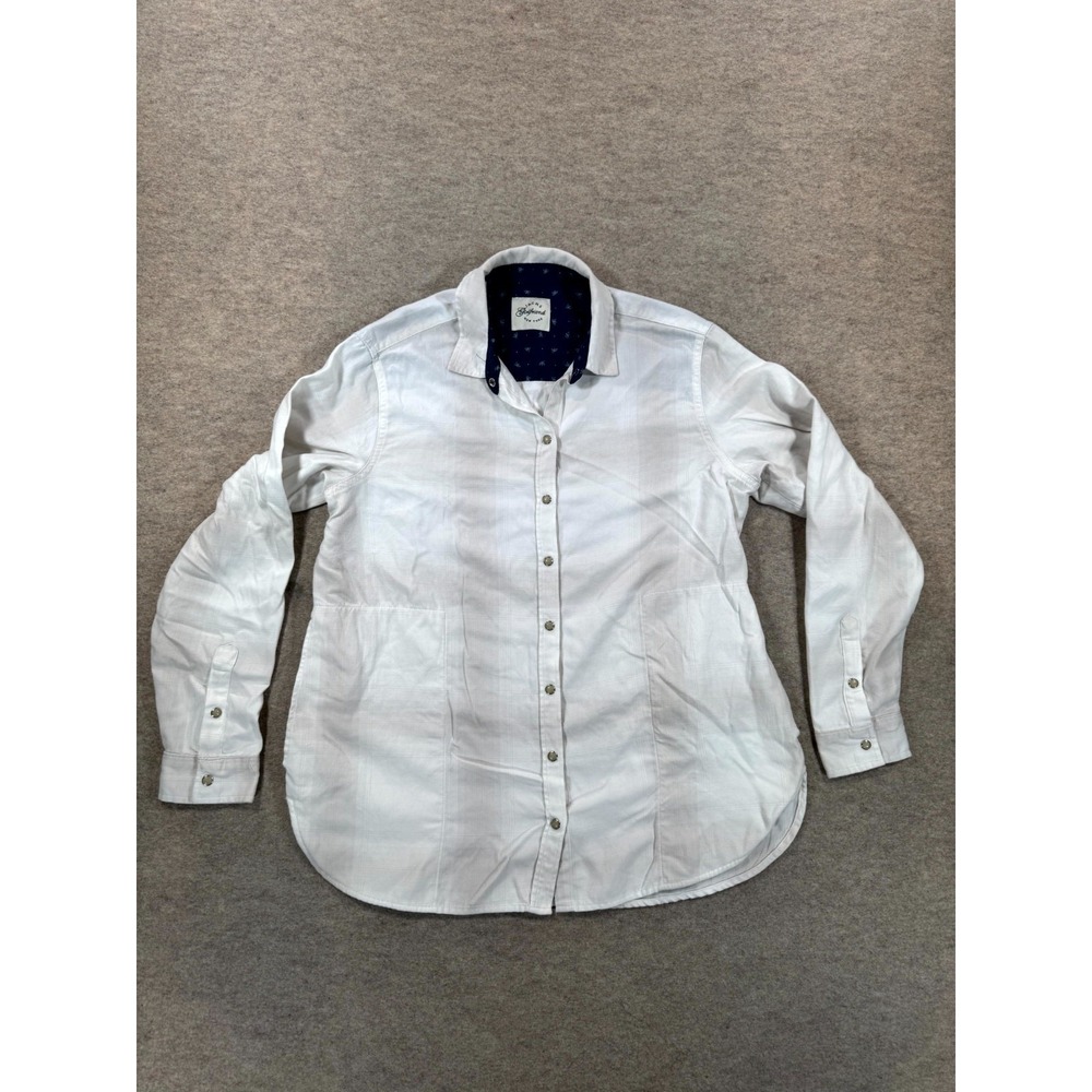 Jachs Girlfriend Flannel Shirt Womens Large White Collared Long Sleeve Casual